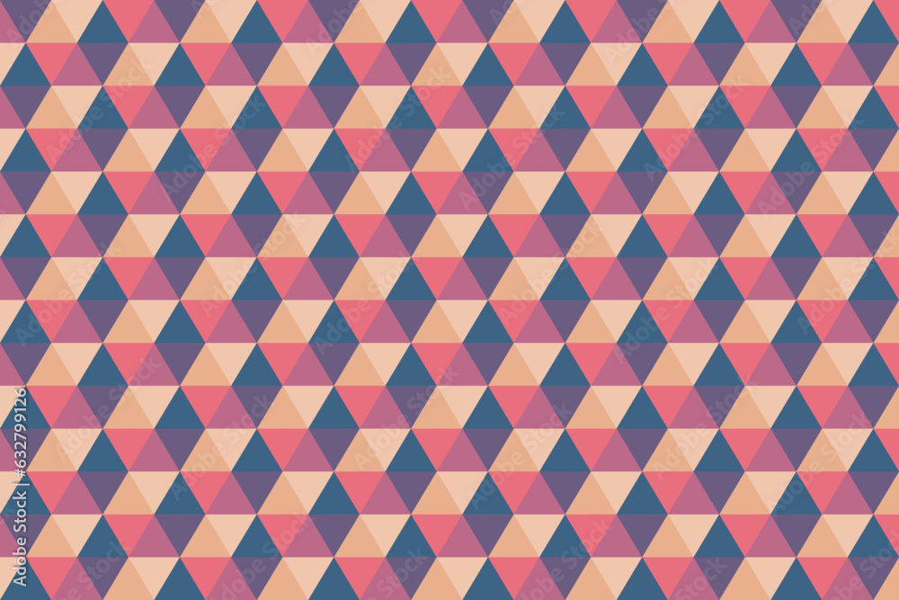 Abstract triangle vector seamless pattern. Geometric pattern in retro color.
