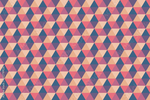 Abstract triangle vector seamless pattern. Geometric pattern in retro color.
