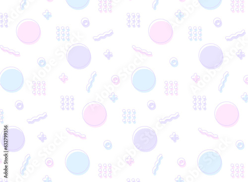 レトロポップなアニメ風幾何学模様のメンフィスシームレスパターン