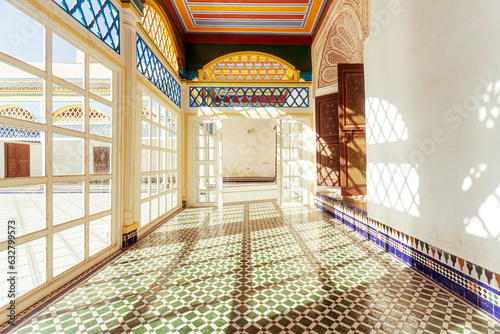 interior of Bahia Palace historic landmark in Marrakesh, Morocco