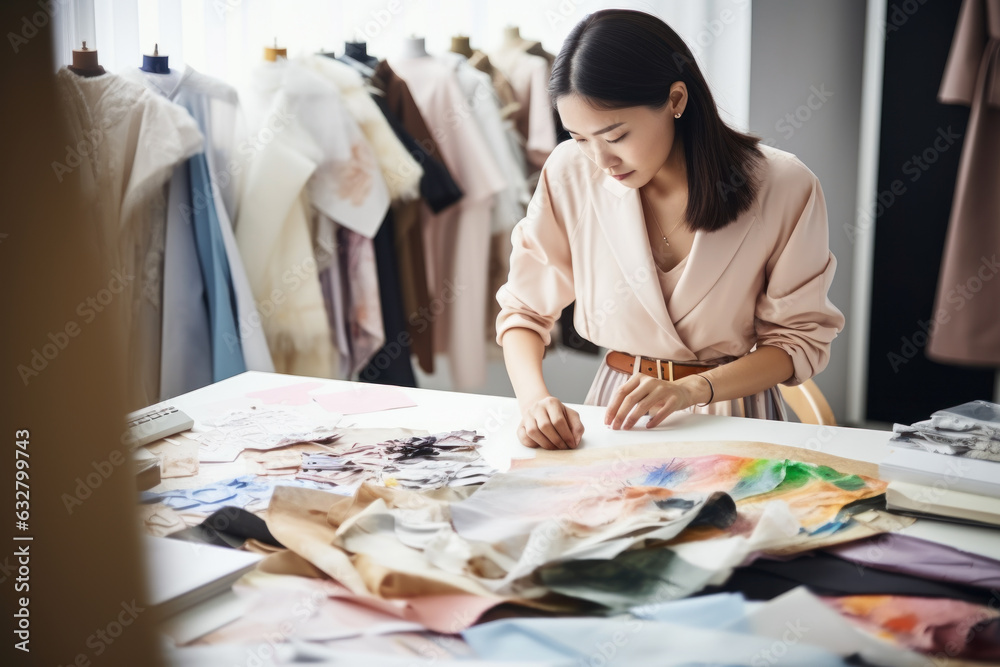 A Korean woman designer is preparing a project. A Korean woman designer is preparing a project.