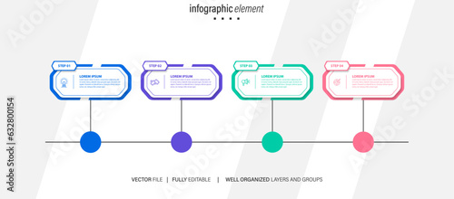 Infographic design with 4 step, Infographic business concept, Flow, Chart, Presentation
