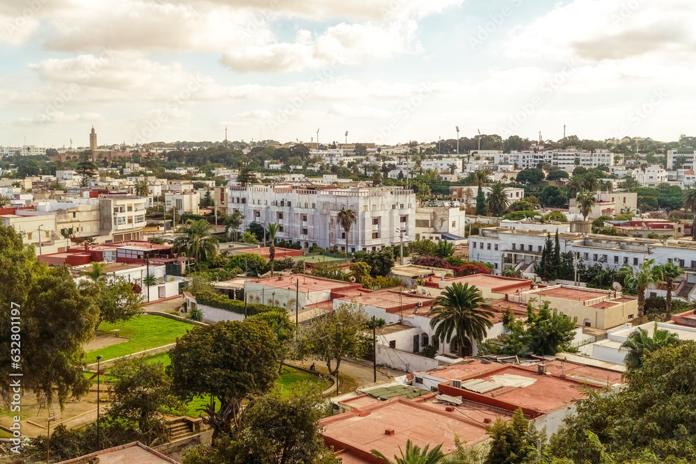 View of the skyline of Rabat city with white houses, Rabat, Morocco