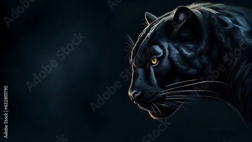 illustration of side view of panther head on dark background © Maule