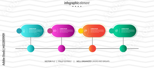 Modern flat timeline with colorful infographic templates icons