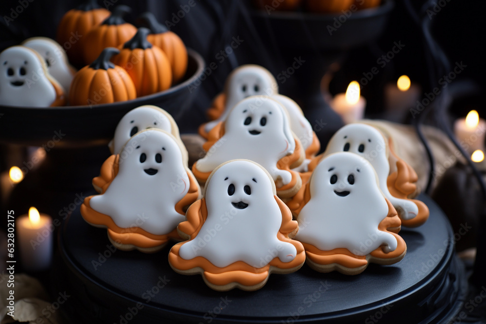 Cute Casper Cookie Halloween Theme, Generative AI