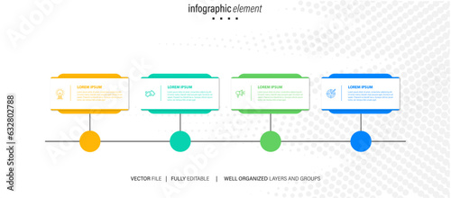 4 list of steps, layout diagram with number of sequence, circular infographic element template
