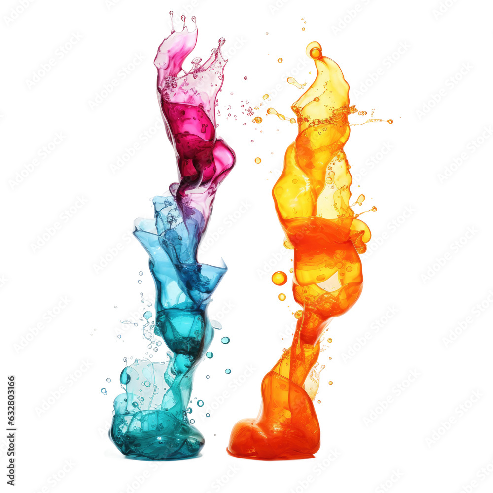 cascading lava lamp globules frozen in an abstract futuristic 3d texture isolated on a transparent background, generative ai
