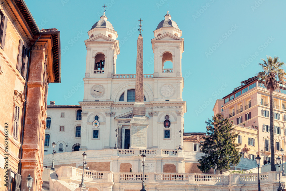 Trinità dei Monti church by spanish steps, Rome, Italy
