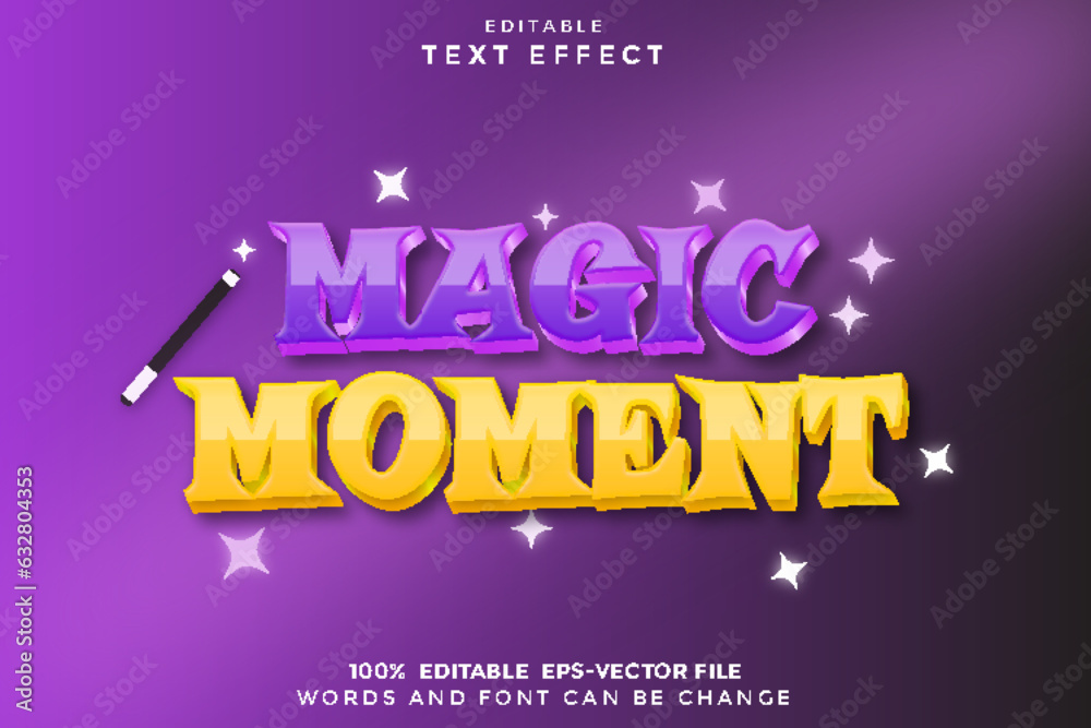 Obraz premium Magic Moment Editable Text Effect 3D Cartoon Style