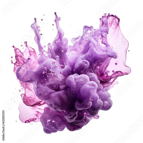  molten liquid purple amethyst frozen in an abstract futuristic 3d texture isolated on a transparent background, generative ai