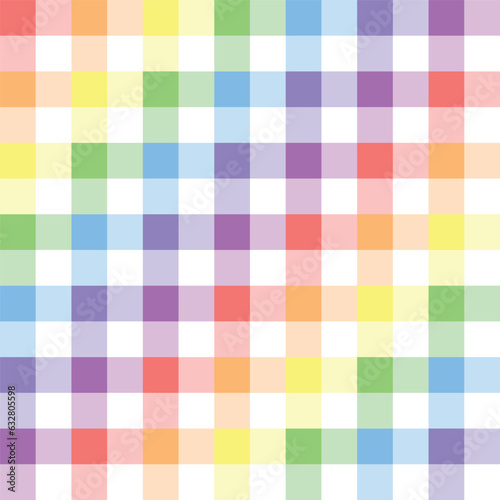 Plaid pattern gingham pastel plaid colorful tartan rainbow colored. Perfect for wrapping paper, tablecloths, picnic blankets, children's clothing and more.