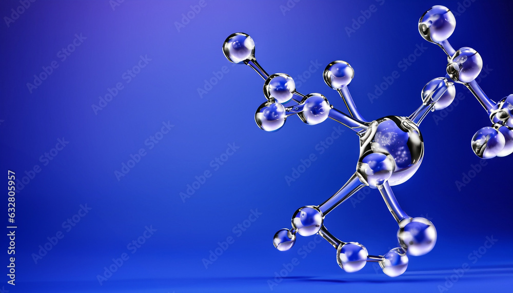 Abstract molecular structure blue color background Abstract molecular structure blue color background
