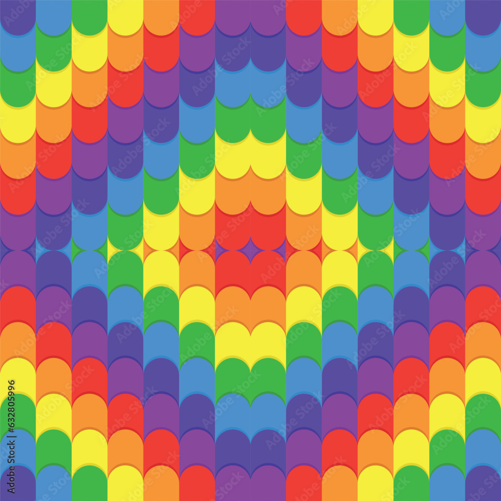 geometric pattern in the form of rainbow colored colorful waves.