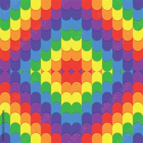geometric pattern in the form of rainbow colored colorful waves.