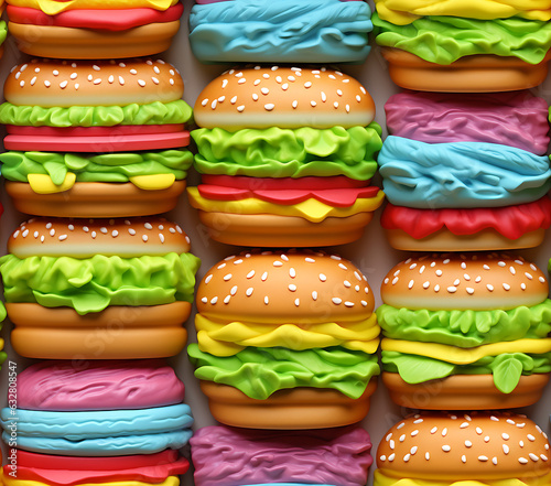 3D Hamburger Seamless Pattern 20oz Skinny Tumbler Wrap © michael