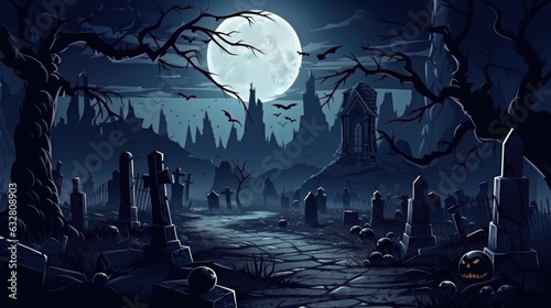 hallowen haunted graveyard