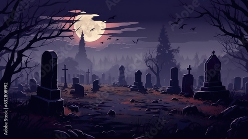 hallowen haunted graveyard