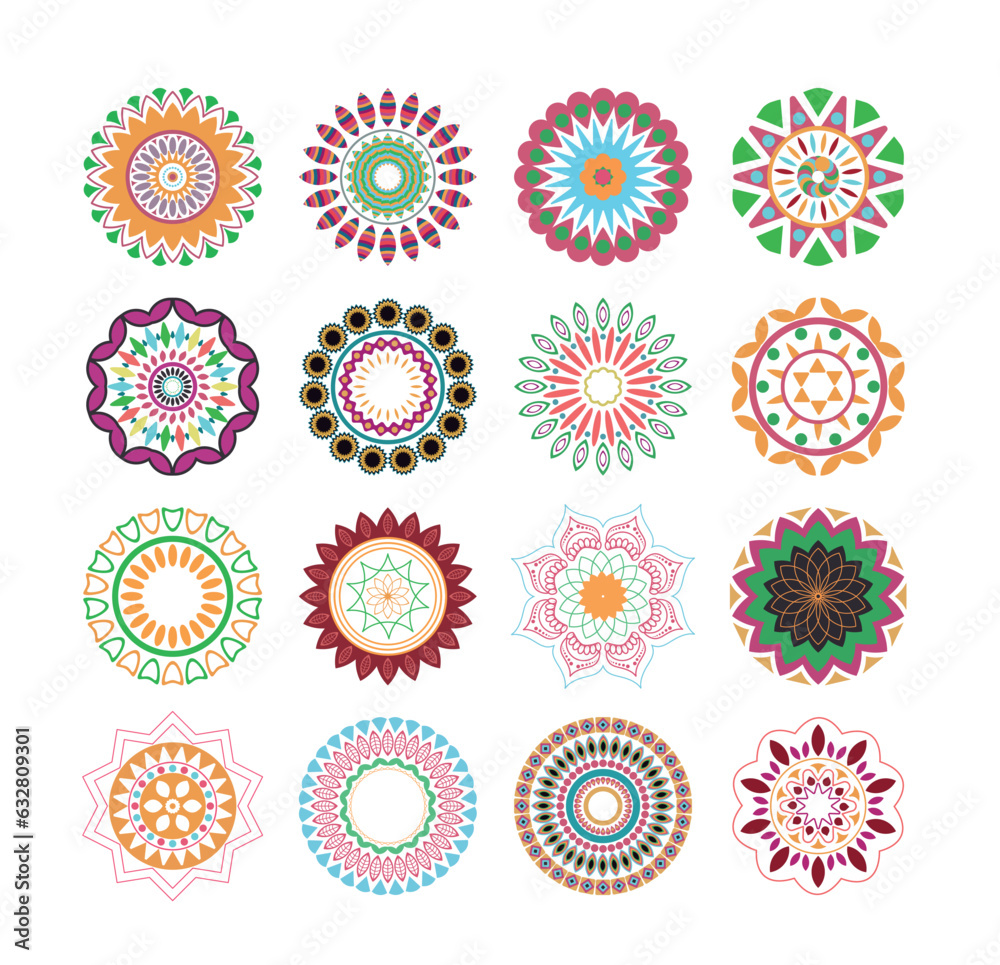 Set of Indian Mandala element vector Set of Indian Mandala element vector
