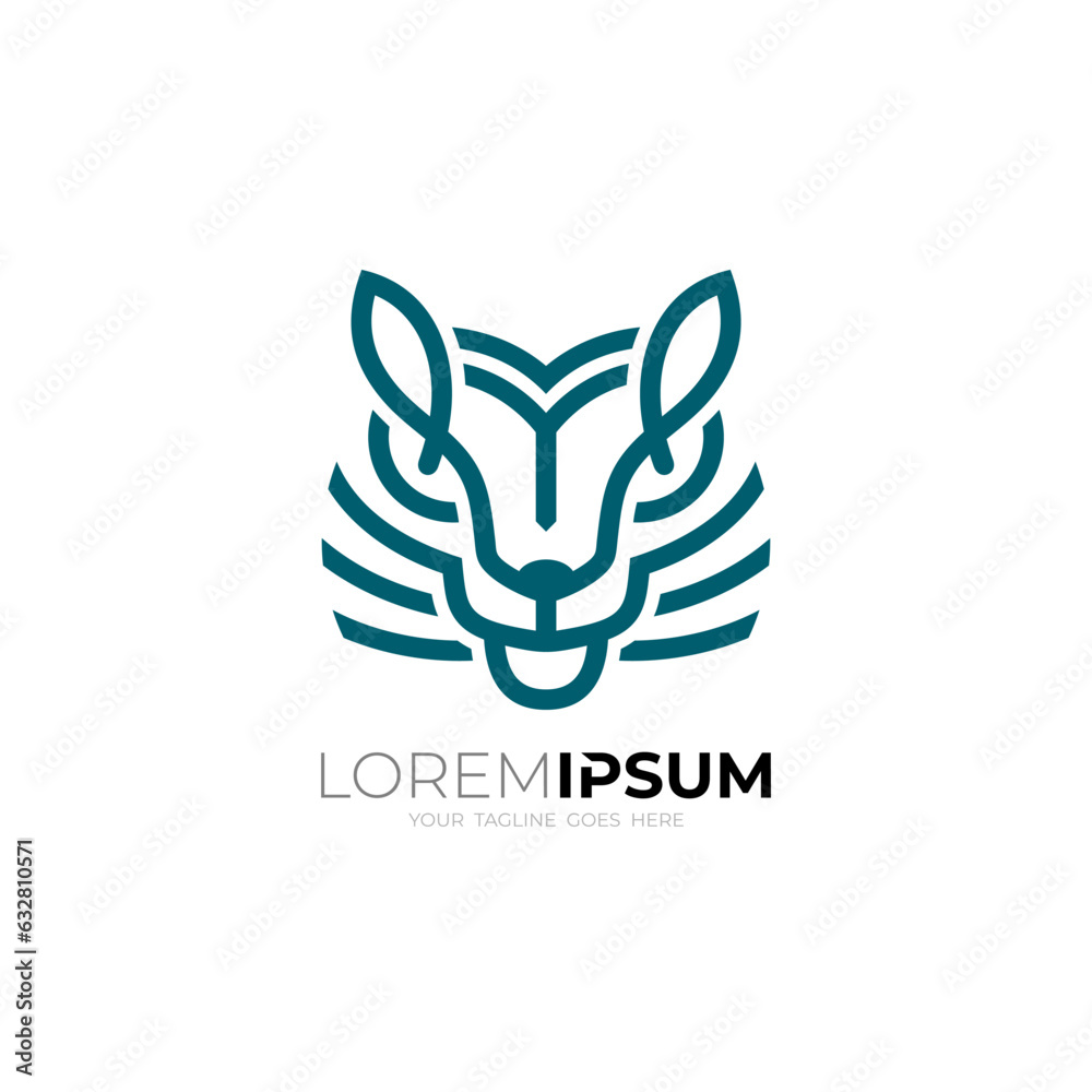 Abstract lion logo with line design, line style, simple design