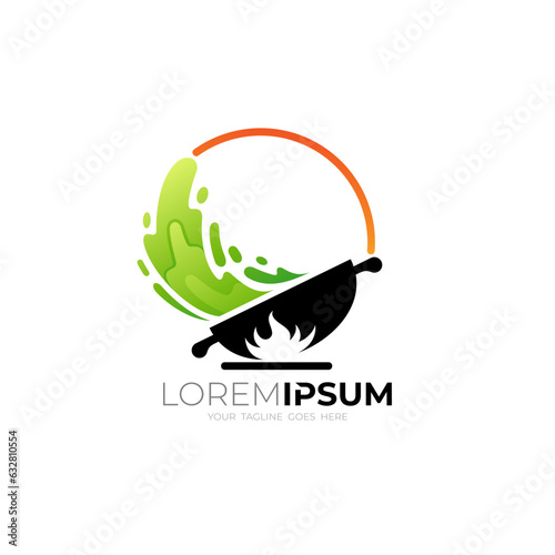 Grill food and restaurant icon, Delicious logo vector, circle