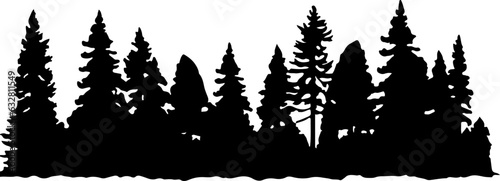 Treeline forest silhouette illustration