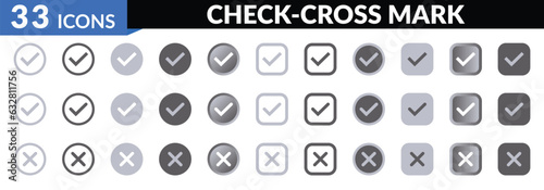 Check mark-cross mark icons collection - Vector. © Yogen Design