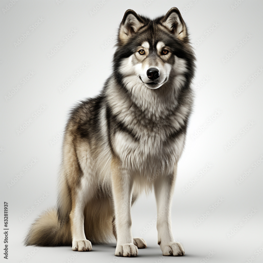 Black and white cute Alaskan dog