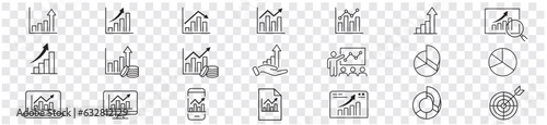 Chart Graph icons set editable stroke vector illustration