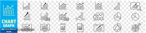 Chart Graph icons set editable stroke vector illustration