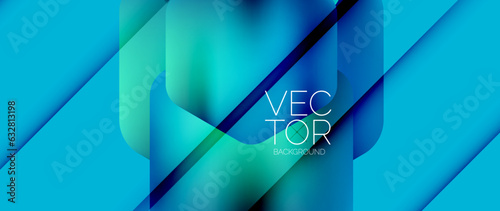 Dynamic bright colorful geometric elements with fluid gradients, lights, shadows blend in a minimal backdrop, creating captivating composition