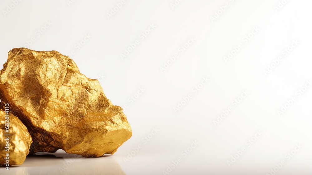 Gold nugget on a white background
