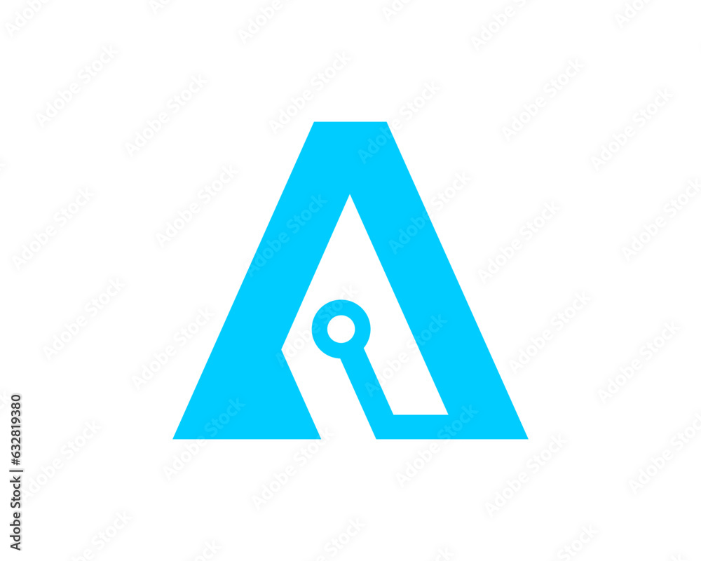 A Letter with circuit tech inside vector A Letter with circuit tech inside vector