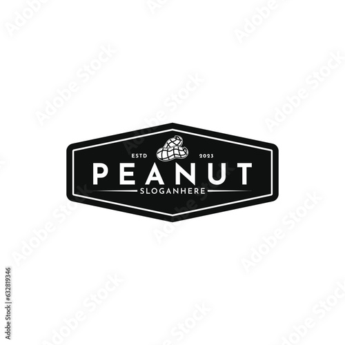 Peanut logo design creative idea, vintage retro stamp peanut logo design