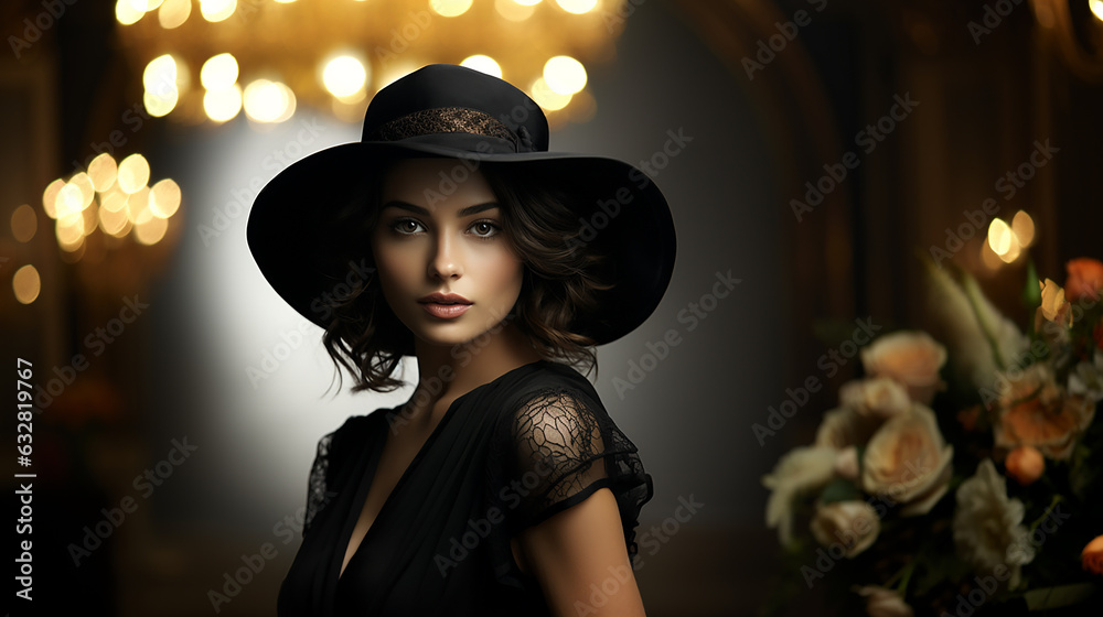 A glimpse into history, a woman in a cloche hat reflecting the complete 1920s fashion era, generative AI A glimpse into history, a woman in a cloche hat reflecting the complete 1920s fashion era, generative AI