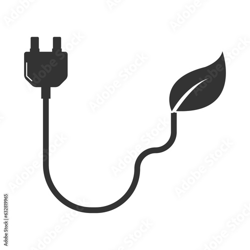 Vector illustration of natural plug icon in dark color and transparent background(png).