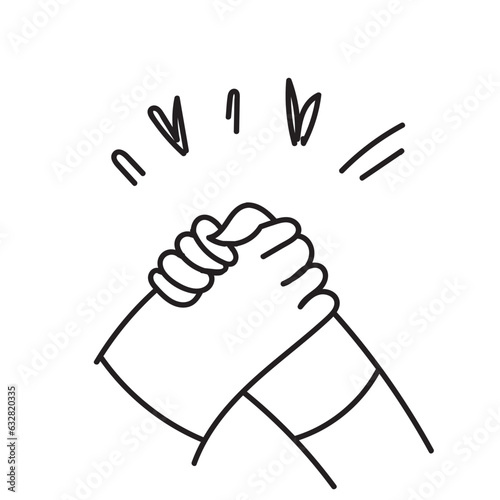 hand drawn doodle Soul brother handshake icon illustration cartoon