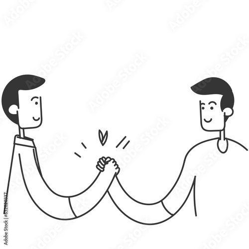 hand drawn doodle Soul brother handshake icon illustration cartoon