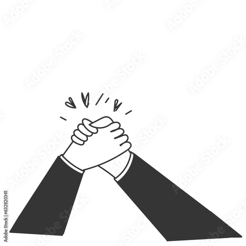 hand drawn doodle Soul brother handshake icon illustration cartoon