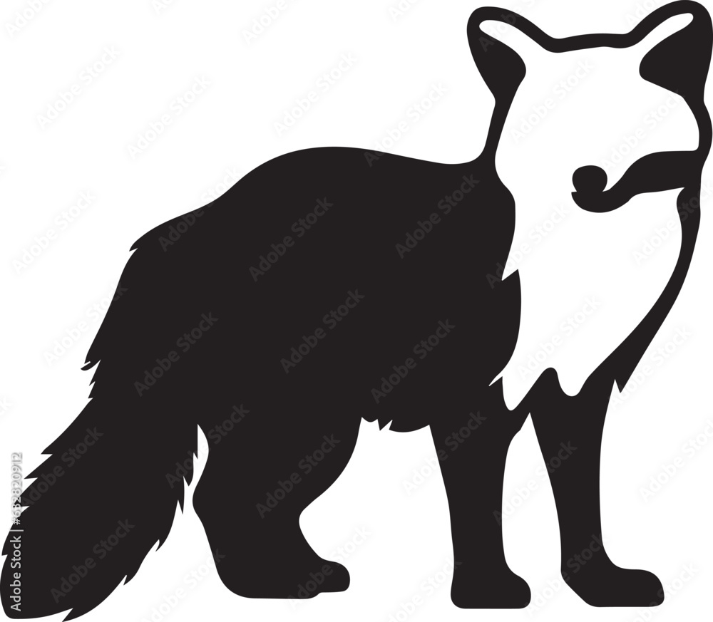 Arctic Fox vector silhouette illustration