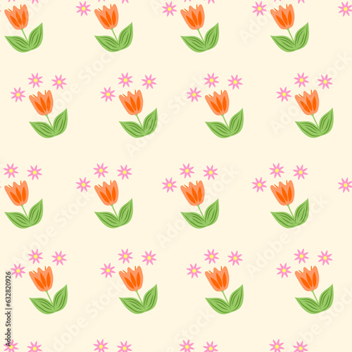 Seamless pattern. Spring pattern with flowers. Nature. Wallpaper. Vector illustration