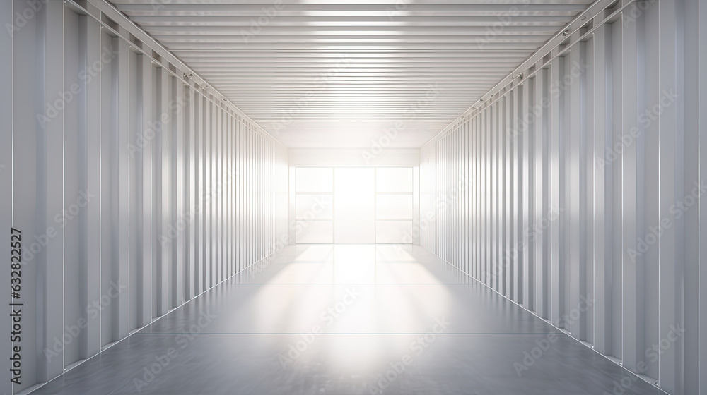 Obraz premium Empty Shipping Cargo Container with Light Rays