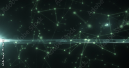 Abstract green energy lines plexus triangles magical bright glowing futuristic hi-tech background