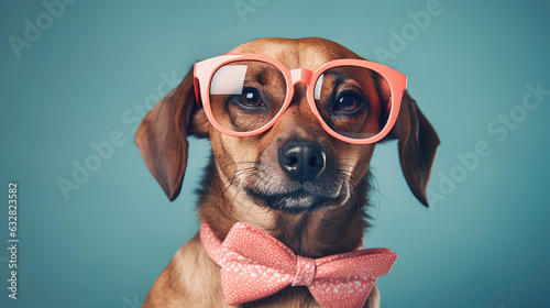 Portrait of Animal in fashion with pastel color background