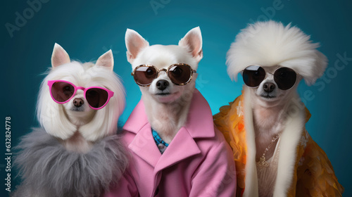 Portrait of DOG in fashion with pastel color background