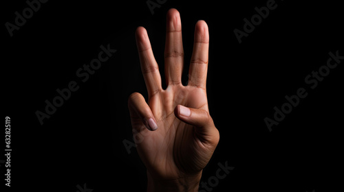 Hand three finger symbol isolated black background