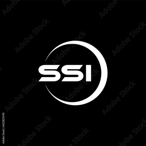 SSI letter logo design with black background in illustrator, cube logo, vector logo, modern alphabet font overlap style. calligraphy designs for logo, Poster, Invitation, etc. photo