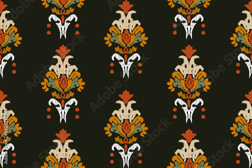 Ethnic ikat design Aztec tribal african art. Seamless pattern in tribal, folk embroidery, and Mexican style. Geometric ornament. Design for print fabric carpet, wallpaper, clothing, wrapping, fabric