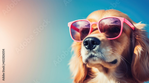 Portrait of DOG in fashion with pastel color background © basketman23