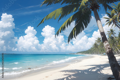 南国のビーチ　夏の海　バカンス　イラスト